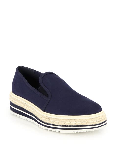 prada espadrille slip-on sneaker blue|Shop Blue Prada Online .